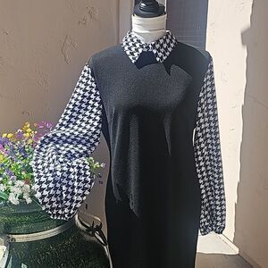 Retro style 70s black and white dress size small